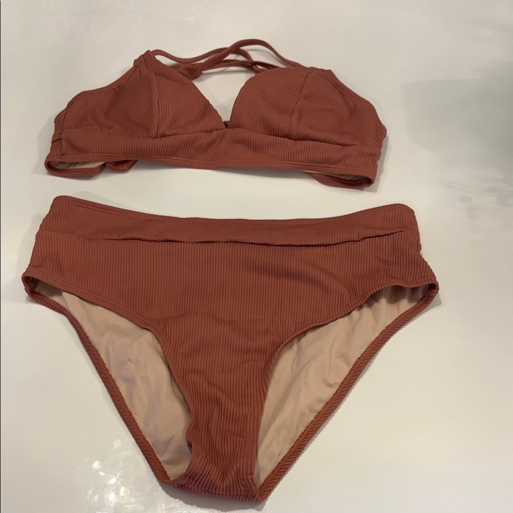 Rust Ribbed Bikini Set